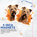 (2 Pack) Terrier Dog Magnets - Autumn Leaves Decor - Pet Lover Fridge Accent - 5 Inches On Longest Side - Thick Durable Magnet - Made in USA - MAG25123