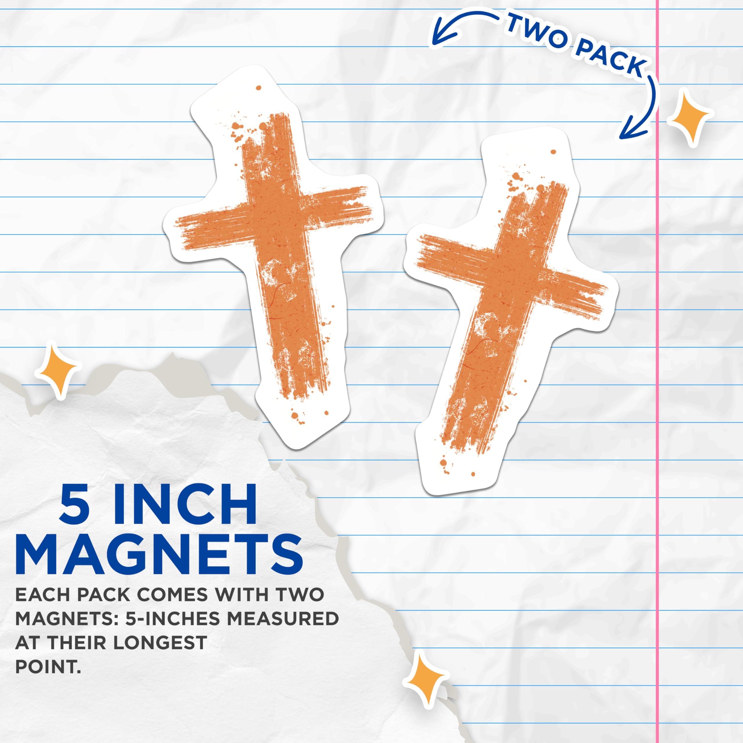 (2 Pack) Distressed Cross Magnets - Christian Faith Decor - Refrigerator Locker Magnetic - 5 Inches On Longest Side - Thick Durable Magnet - Made in USA - MAG27940