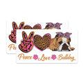 (2 Pack) Bulldog Mom Magnets - Peace Love Bulldog - Pet Lover Home Decor - Leopard Print Dog Magnet - 5 Inches On Longest Side - Thick Durable Magnet - Made in USA - MAG29314