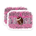 (2 Pack) Football Cancer Awareness Magnets - Breast Cancer Supporter - Nobody Fights Alone Theme - 5 Inches On Longest Side - Thick Durable Magnet - Made in USA - MAG39957