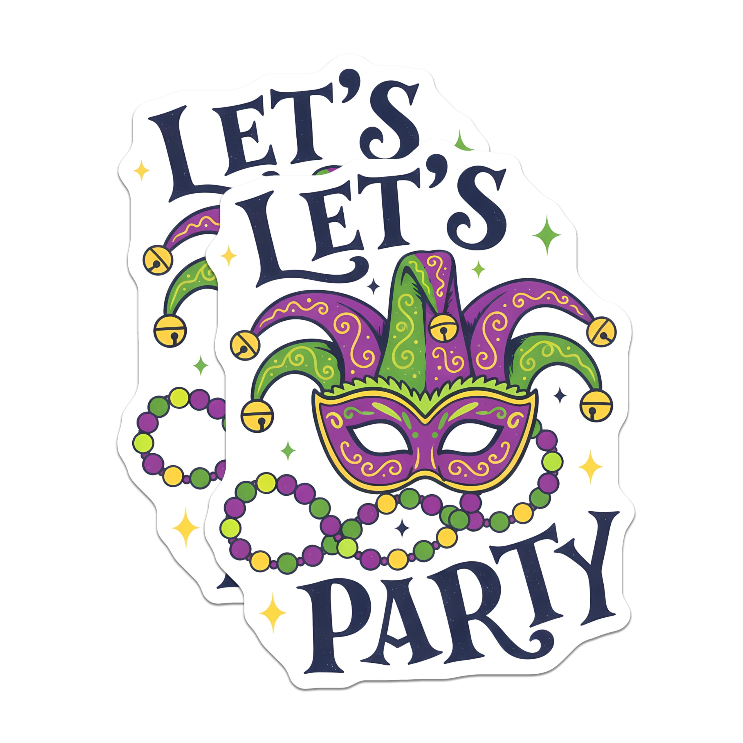 (2 Pack) Mardi Gras Magnets - Lets Party Sign - New Orleans Decor Fridge Magnets - 5" On Longest Side - Premium Magnet - for Cars, Refrigerators, Toolboxes, Lockers - Made in USA - MAG16046