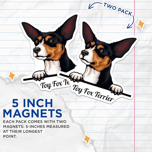 (2 Pack) Toy Fox Terrier Magnets - Dog Lover - Pet Fridge Magnets - Adorable Dog Magnets for Home Office - 5" On Longest Side - for Cars, Fridges, Toolboxes - Made in USA - MAG4224