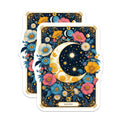 (2 Pack) Celestial Moon Magnets - Enchanting Floral Art - Mystical Night Sky Decor - Tarot Card Aesthetic Fridge Magnets - 5 Inches On Longest Side - Thick Durable Magnet - Made in USA - MAG23183
