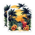(2 Pack) Tropical Sunset Magnets - Summer Beach Decor - Island Life Souvenirs - 5 Inches On Longest Side - Thick Durable Magnet - Made in USA - MAG30919