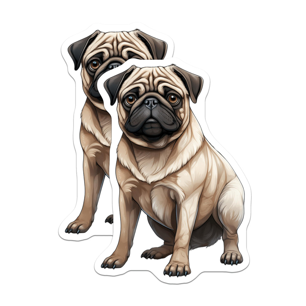 (2 Pack) Pug Magnets - Cute Dog Refrigerator Decor - Pet Lover Accessories - Animal Fridge Art - 5 Inches On Longest Side - Thick Durable Magnet - Made in USA - MAG24762