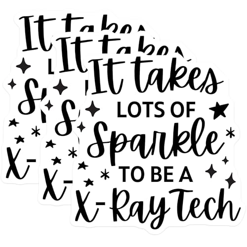 (3 Pack) X Ray Tech Decals - Sparkle Radiographer - Laptop Stickers - 3 Inches On Longest Side - Easy Peel & Apply - Made in USA - 3MCS4613