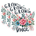 (3 Pack) Grow in Grace Decals - Floral Art - Inspirational Decals - 3 Inches On Longest Side - Easy Peel & Apply - Made in USA - 3MCS2853