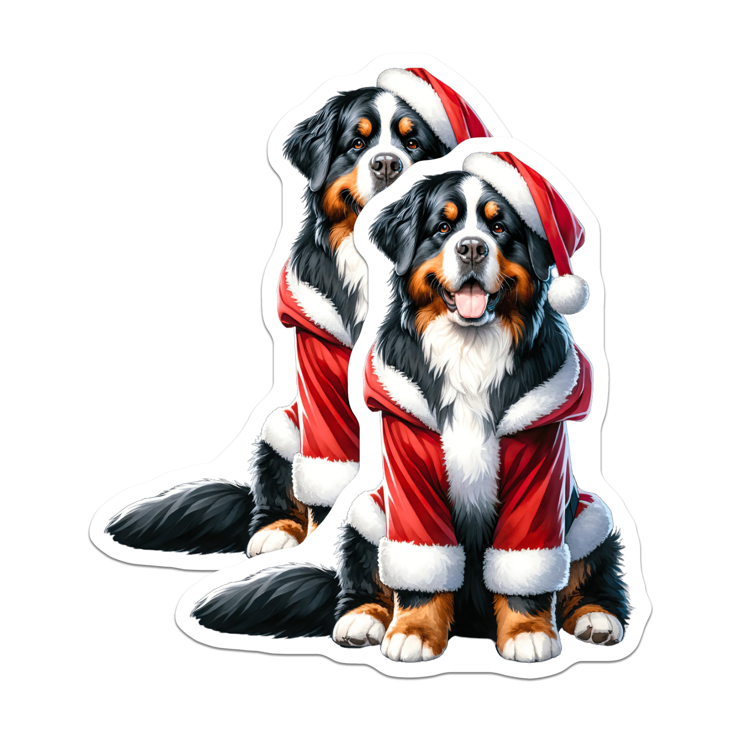 (2 Pack) Bernese Mountain Dog Magnets - Christmas Dog Decor - Santa Hat Pet Lover Home - 5 Inches On Longest Side - Thick Durable Magnet - Made in USA - MAG26083