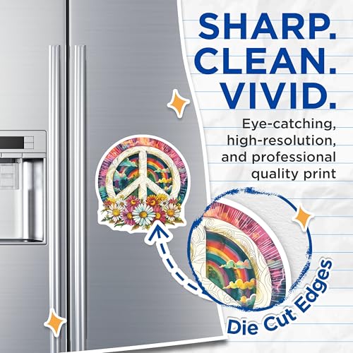 (2 Pack) Retro Peace Sign Magnets Magnets - 5" On Longest Side - Made in USA - Sticks to Refrigerators & Metal Surfaces - MAG8866