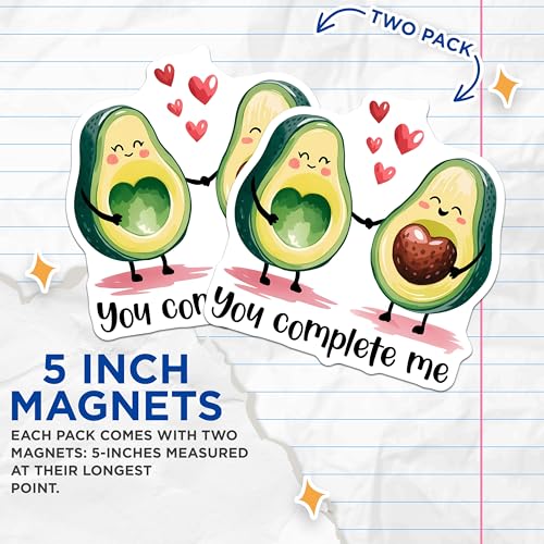 (2 Pack) Funny Avocado Love Magnets Magnets - Cute Avocado Couple - 5" On Longest Side - Made in USA - Sticks to Refrigerators & Metal Surfaces - MAG8386
