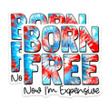 (2 Pack) Born Free Magnets - Funny Sarcastic Quote - Red White Blue Tie Dye Aesthetic - 5 Inches On Longest Side - Thick Durable Magnet - Made in USA - MAG28213