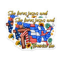(2 Pack) She Loves Jesus America Magnets - Patriotic Christian Faith Decor - Southern Style Cross Sunflower - 5 Inches On Longest Side - Thick Durable Magnet - Made in USA - MAG30049
