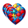 (2 Pack) Autism Puzzle Piece Heart Shaped Magnets - 5 Inches On Longest Side - Premium Magnet - for Cars, Refrigerators, Toolboxes - Made in USA - MAG2142
