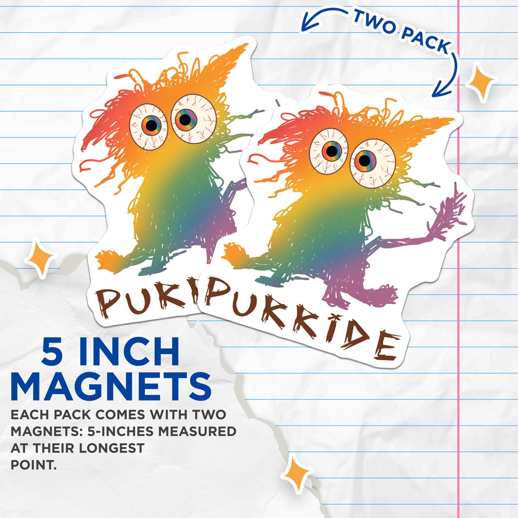 (2 Pack) Pride Cat Magnets - Purride Rainbow Creature - LGBTQ+ Expression Art - Quirky Fridge Decor - 5 Inches On Longest Side - Thick Durable Magnet - Made in USA - MAG36884