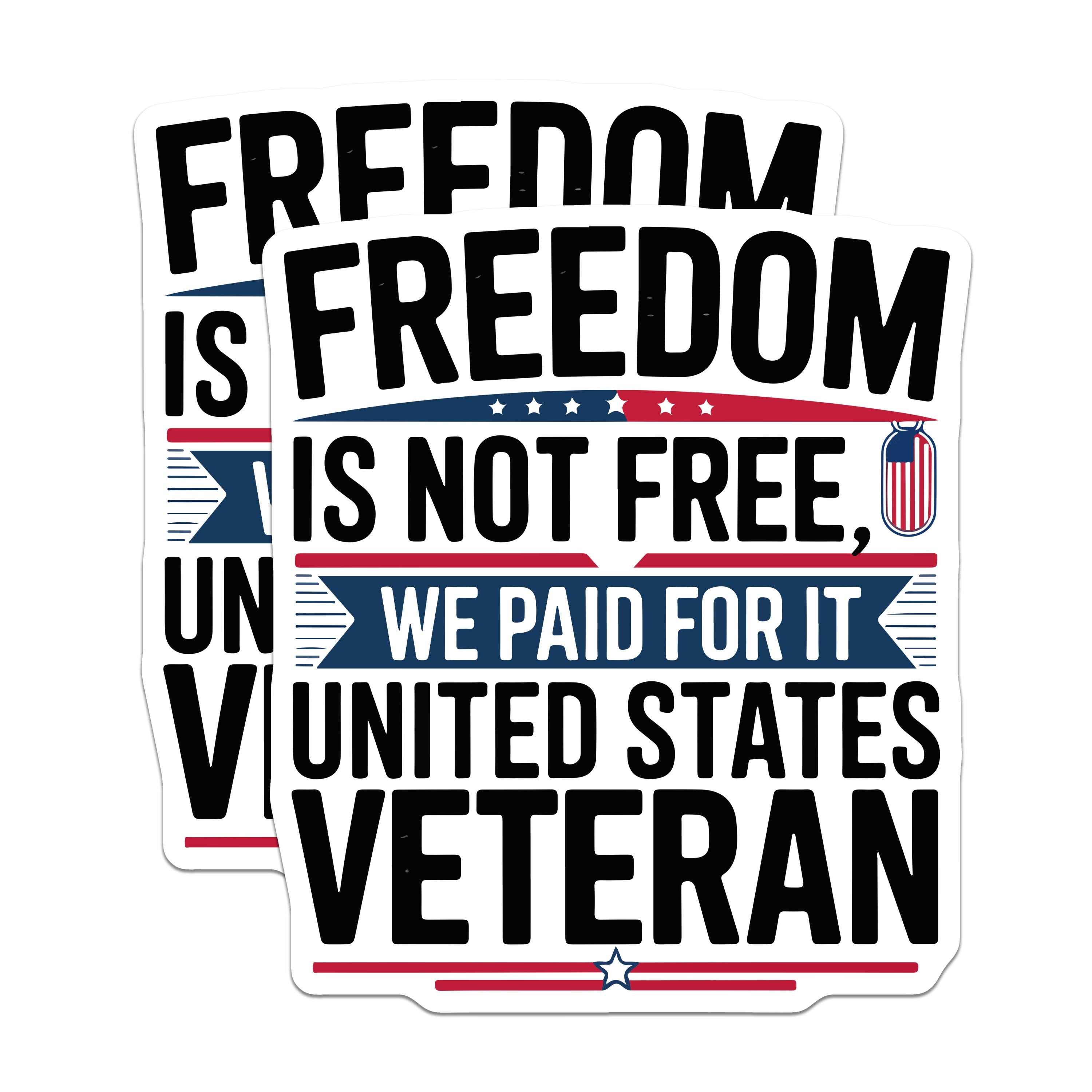 (2 Pack) United States Veteran Magnets - Freedom is Not Free - Patriotic Military Decor - 5 Inches On Longest Side - Thick Durable Magnet - Made in USA - MAG38936
