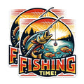 (2 Pack) Fishing Time Stickers - Outdoor Adventure Stickers - Fish Design Stickers - Outdoor Enthusiast Stickers - 5" On Longest Side - Sticks to Any Smooth Flat Surface - Made in USA - BMCS2616