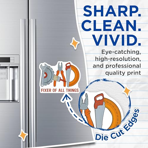 (2 Pack) Dad Fixer of All Things Magnets - Funny Dad Meme Magnets - Father's Day Decor for Dad from Kids - 5" On Longest Side - for Cars, Refrigerators, Toolboxes, Lockers - Made in USA BMCS3412