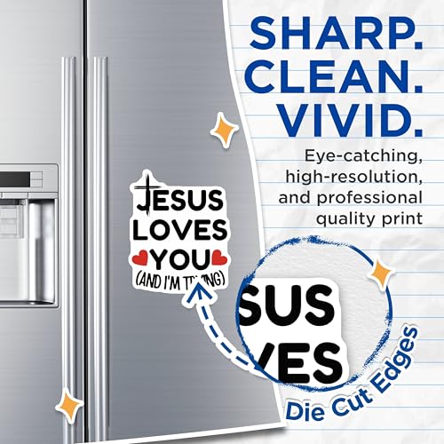 (2 Pack) Jesus Loves You Magnets - Inspirational Magnet - Religious Home Decor - Christian Faith Magnets - 5" On Longest Side - for Cars, Fridges, Toolboxes - Made in USA - MAG5585