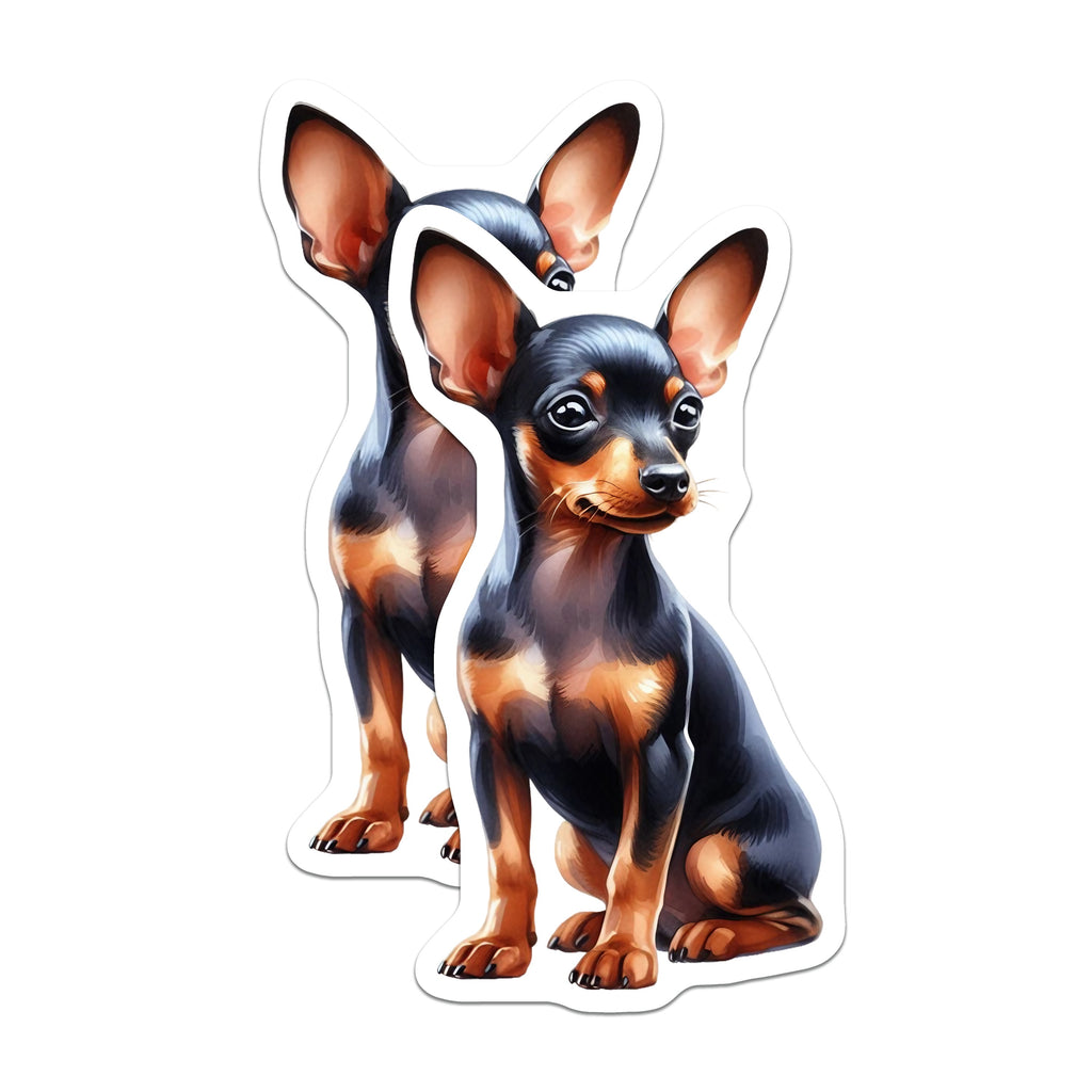 (2 Pack) Miniature Pinscher Dog Magnets - Cute Min Pin Art - Pet Lover Refrigerator Accent - 5 Inches On Longest Side - Thick Durable Magnet - Made in USA - MAG38731
