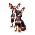(2 Pack) Miniature Pinscher Dog Magnets - Cute Min Pin Art - Pet Lover Refrigerator Accent - 5 Inches On Longest Side - Thick Durable Magnet - Made in USA - MAG38731