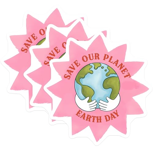 (3 Pack) Save Our Planet Decals - Earth Day Stickers - Environmental Awareness - 3 Inches On Longest Side - Easy Peel & Apply - Made in USA - 3MCS7207