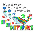 (3 Pack) Autism Whale Decals - Puzzle Piece Decals - It's Okay to be Different Decal - 3 Inches On Longest Side - Easy Peel & Apply - Made in USA - 3MCS7421