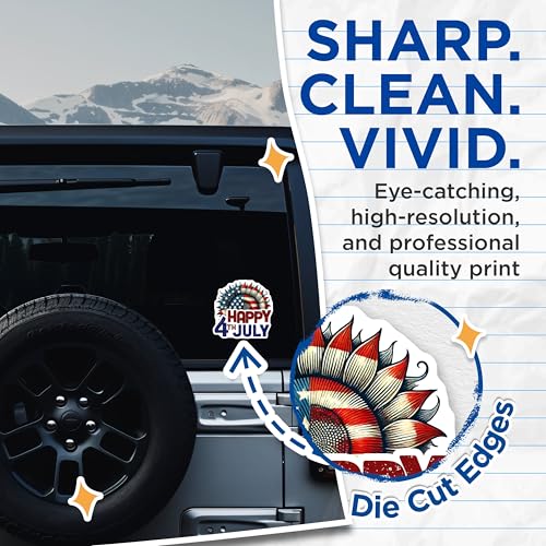 (2 Pack) 4th of July Stickers - Patriotic Sunflower Decal - Independence Day Celebration - USA Flag - 5" On Longest Side - Sticks to Smooth Flat Surfaces - Made in USA - BMCS7873