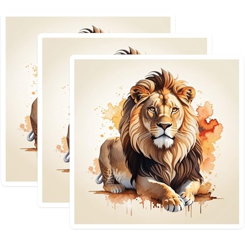(3 Pack) Lion Decals - Animal Stickers - Laptop Decal - 3 Inches On Longest Side - Easy Peel & Apply - Made in USA - 3MCS7456