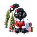 (2 Pack) Black Poodle Christmas Magnets - Santa Dog Holiday Decor - Pet Lover Fridge Accessory - 5 Inches On Longest Side - Thick Durable Magnet - Made in USA - MAG26198