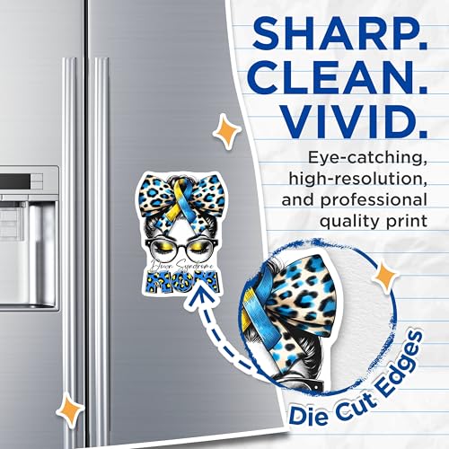 (2 Pack) Down Syndrome Awareness Magnets - Mom Support - Leopard Print Art - 5" On Longest Side - for Cars, Fridges, Toolboxes - Made in USA - MAG8195