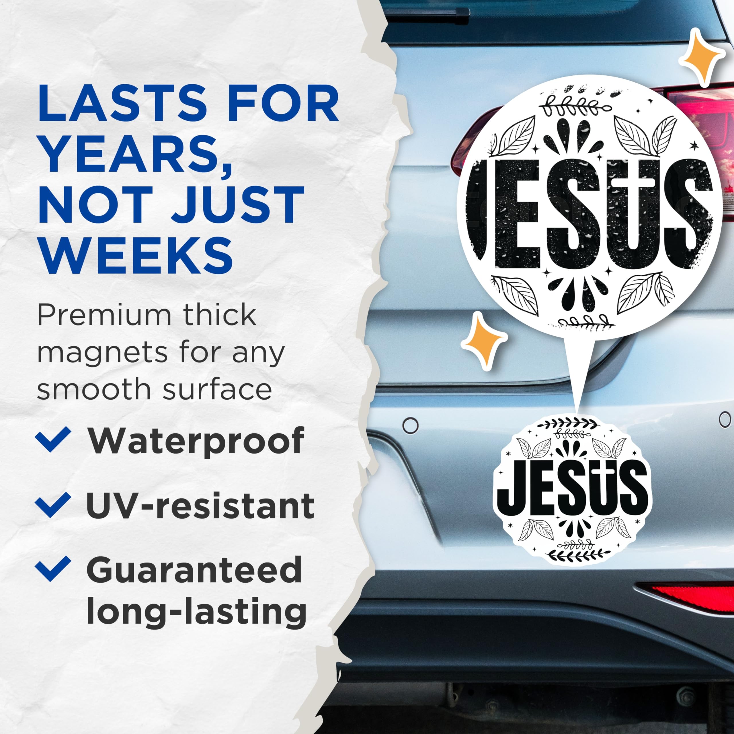 (2 Pack) Jesus Magnets - Christian Refrigerator Magnets - Faith Based Kitchen Decor - 5 Inches On Longest Side - Thick Durable Magnet - Made in USA - MAG30738