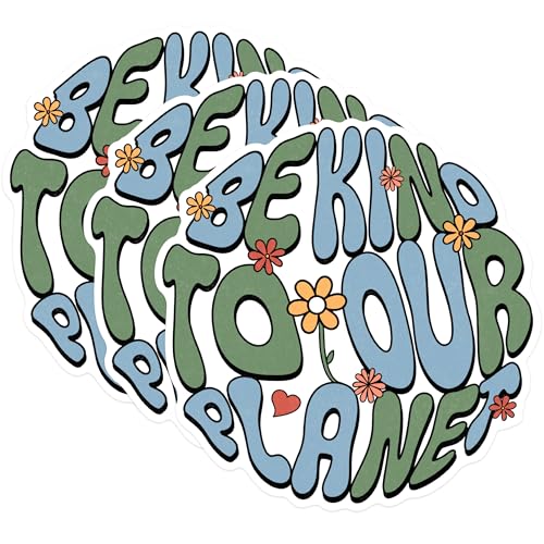 (3 Pack) Be Kind to Our Planet Decals - Floral Laptop Decal - Environmental Decal - 3 Inches On Longest Side - Easy Peel & Apply - Made in USA - 3MCS1812