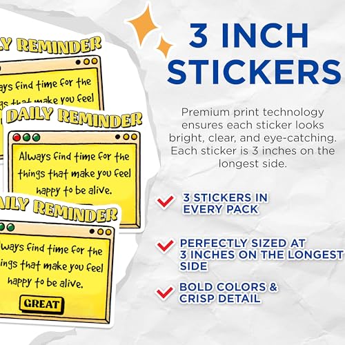 (3 Pack) Daily Reminder Decals - Positive Affirmation - Motivational Stickers - 3 Inches On Longest Side - Easy Peel & Apply - Made in USA - 3MCS7087