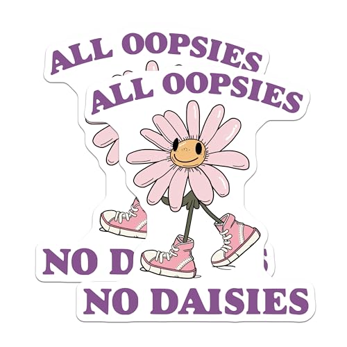 (2 Pack) All Oopsies No Daisies Stickers - Cheerful Flower Stickers - Cute Flower Character Stickers - 5" On Longest Side - Sticks to Smooth Flat Surfaces - Made in USA - BMCS5060
