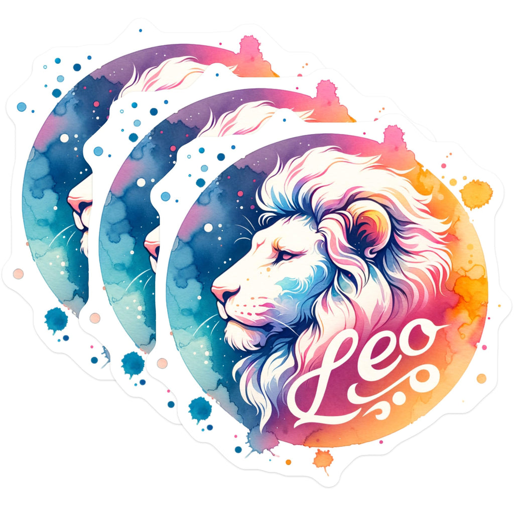 (3 Pack) Leo Zodiac Decals - Lion Astrology Sign - Colorful Horoscope Laptop Decal- 3 Inches On Longest Side - Easy Peel & Apply - Made in USA - 3MCS5647