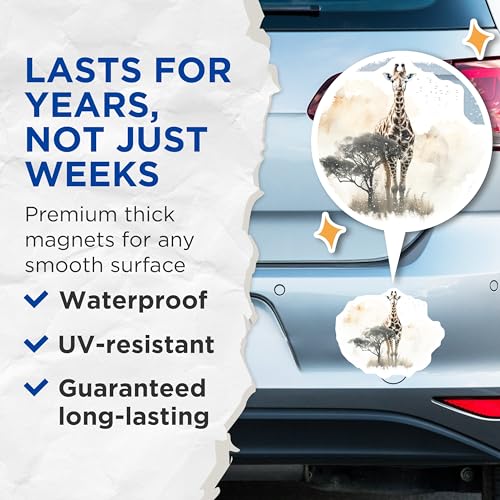 (2 Pack) Giraffe Safari Magnets - African Wildlife - Animal Refrigerator Magnets - 5" On Longest Side - for Cars, Fridges, Toolboxes - Made in USA - MAG3807