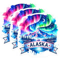 (3 Pack) Alaska Decals - Northern Lights - Mountain Landscape Sticker- 3 Inches On Longest Side - Easy Peel & Apply - Made in USA - 3MCS5212