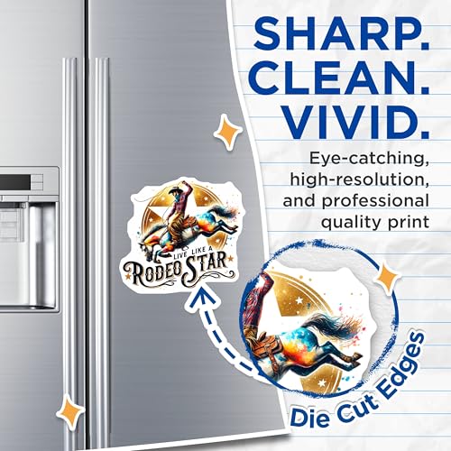 (2 Pack) Rodeo Star Magnets - Live Like A Rodeo Star - Cowboy Magnets for Western Decor - Equestrian Magnets - 5" On Longest Side - for Cars, Fridges, Toolboxes - Made in USA - MAG7224