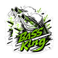 (2 Pack) Bass King Stickers - Fisherman Stickers - Fishing Enthusiast Stickers - 5" On Longest Side - Sticks to Any Smooth Flat Surface - Made in USA - BMCS3356
