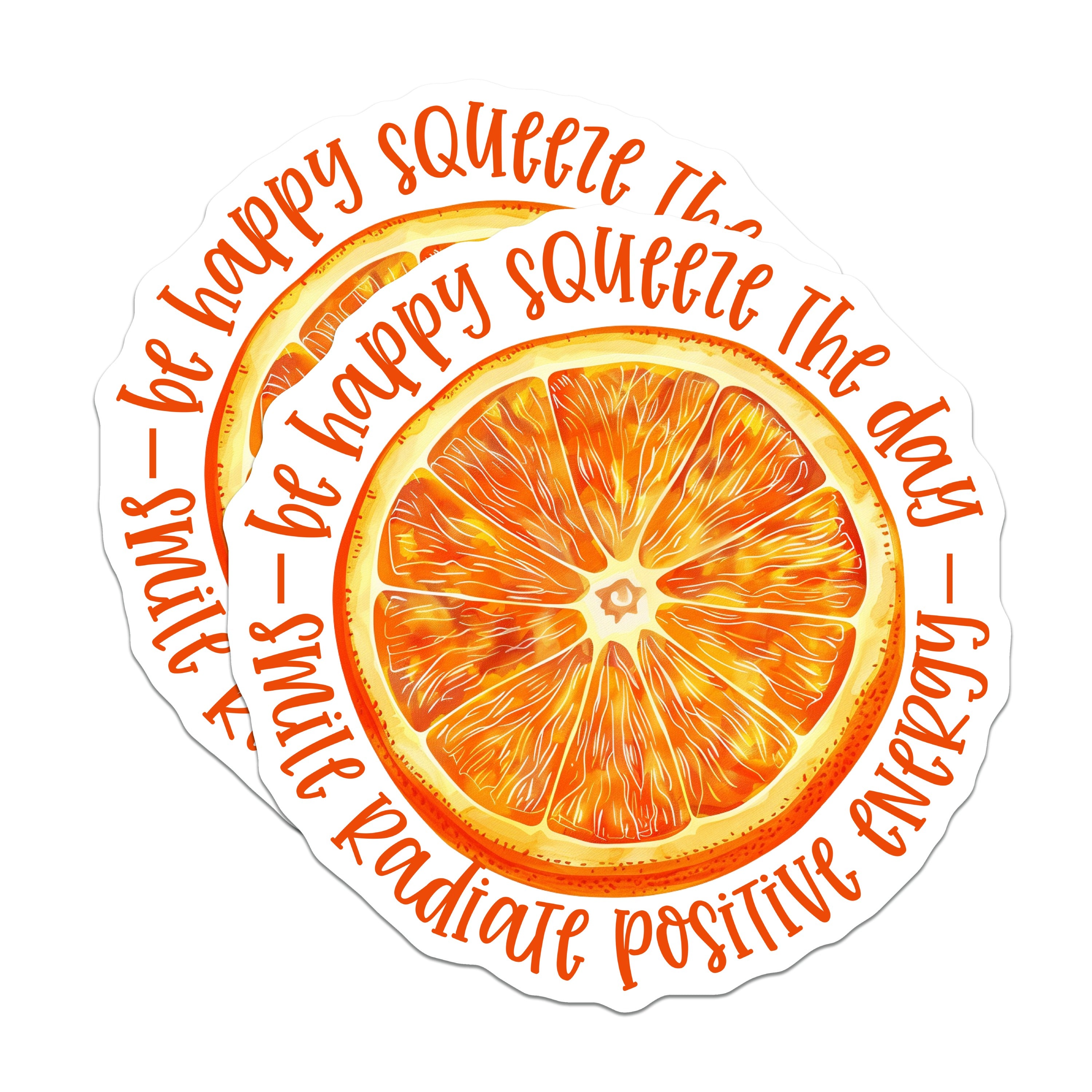(2 Pack) Positive Energy Orange Slice Magnets - Squeeze The Day Decor - Happy Vibe Fridge Locker - 5 Inches On Longest Side - Thick Durable Magnet - Made in USA - MAG39762