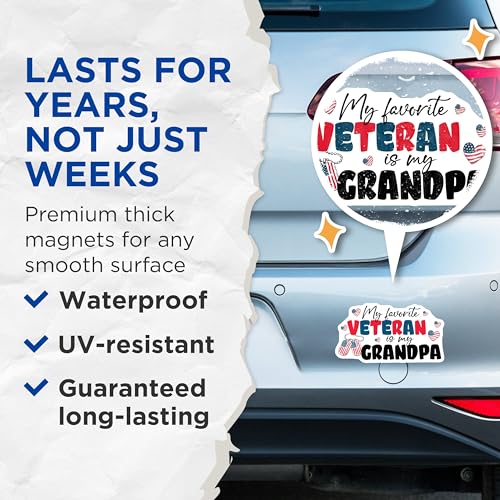 (2 Pack) Veteran Magnets Magnets - 5" On Longest Side - Made in USA - Sticks to Refrigerators & Metal Surfaces - MAG8370