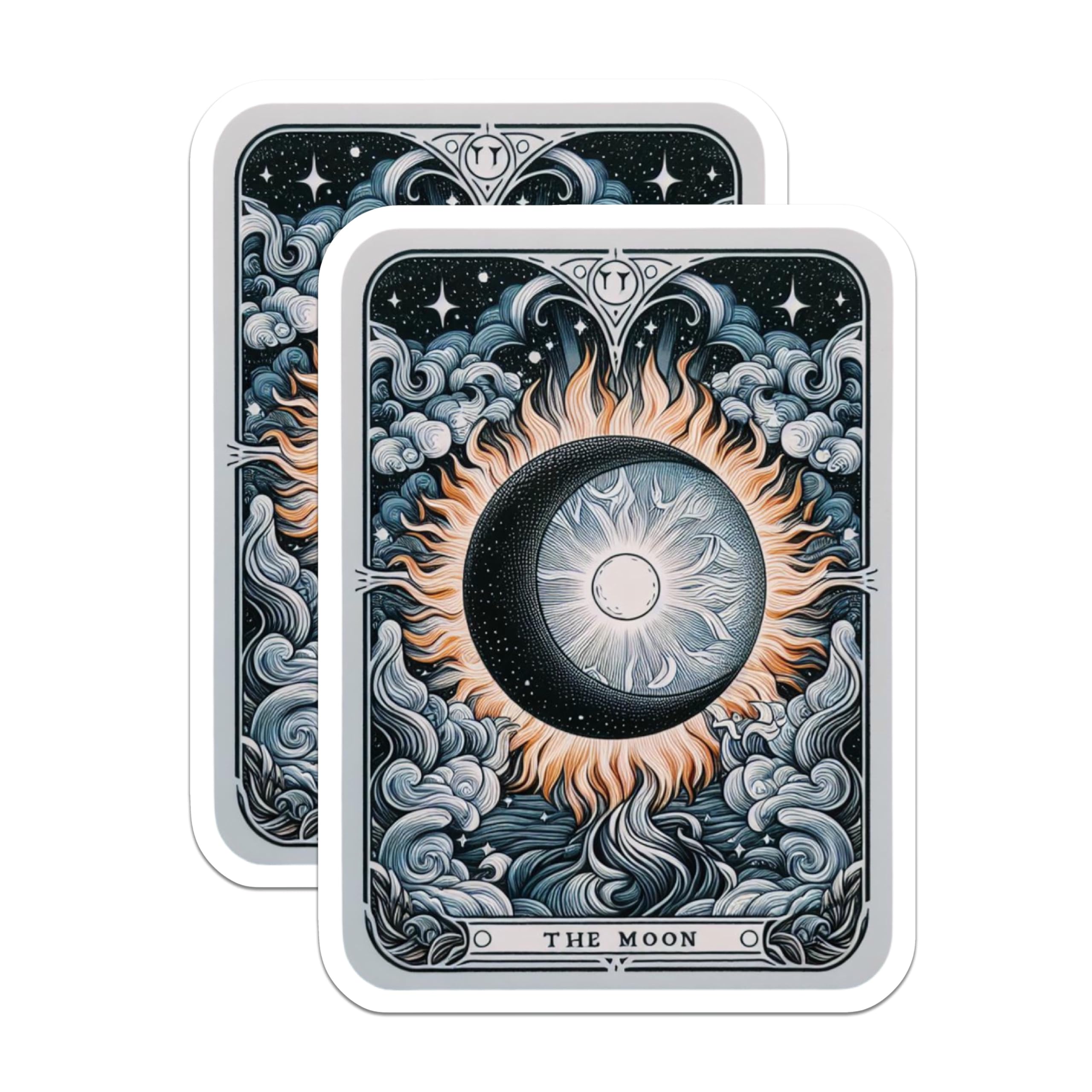 (2 Pack) The Moon Tarot Card Magnets - Celestial Mystical Decor - Spiritual Occult Esoteric Art - 5 Inches On Longest Side - Thick Durable Magnet - Made in USA - MAG21286