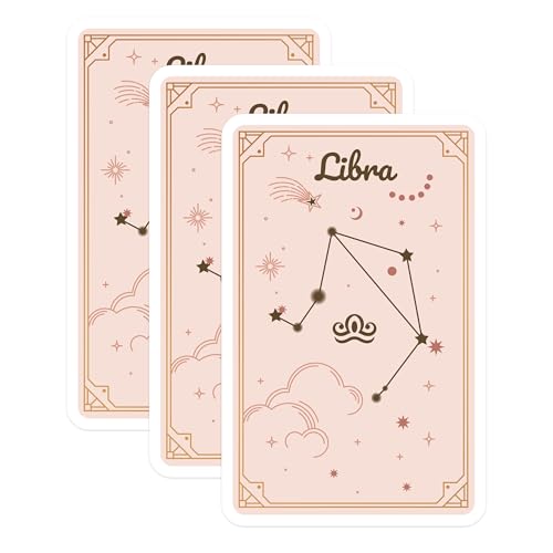 (3 Pack) Libra Zodiac Decals - Astrology Sign - Laptop Decor - 3 Inches On Longest Side - Easy Peel & Apply - Made in USA - 3MCS8368