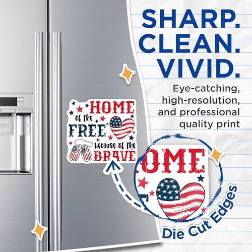 (2 Pack) Home of The Free Because of The Brave Magnets Magnets - Patriotic Decor - 5" On Longest Side - Made in USA - Sticks to Refrigerators & Metal Surfaces - MAG8360
