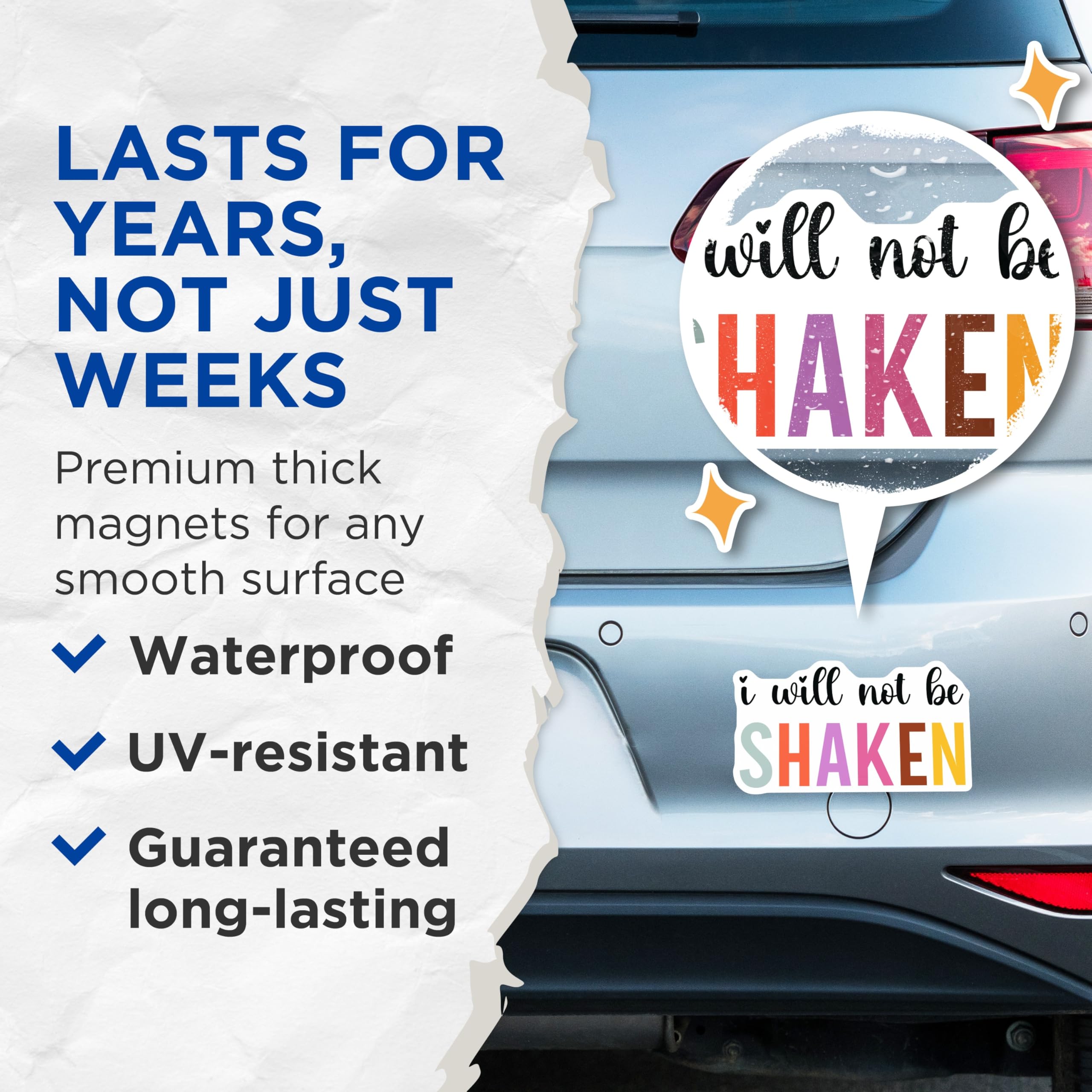 (2 Pack) Shaken Quote Magnets - Inspirational Message - Faith Affirmation Decor - 5 Inches On Longest Side - Thick Durable Magnet - Made in USA - MAG27745