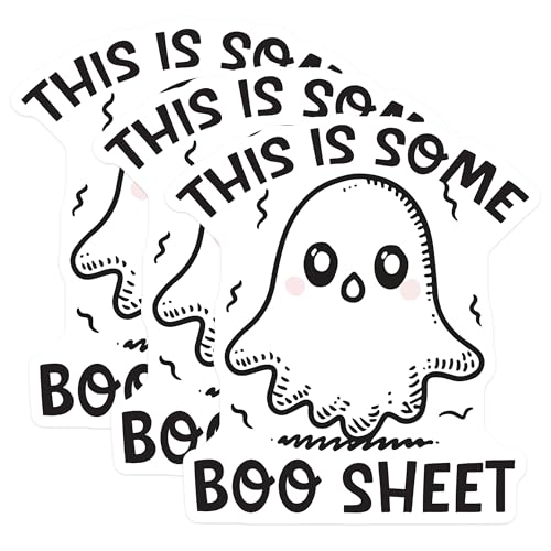 (3 Pack) Boo Sheet Decals - Cute Ghost Sticker - Halloween Decal - 3 Inches On Longest Side - Easy Peel & Apply - Made in USA - 3MCS4719
