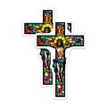 (2 Pack) Stained Glass Jesus Magnets - Christian Crucifixion Art - Catholic Faith Home Decor - Spiritual Refrigerator Magnet - 5 Inches On Longest Side - Thick Durable Magnet - Made in USA - MAG37281
