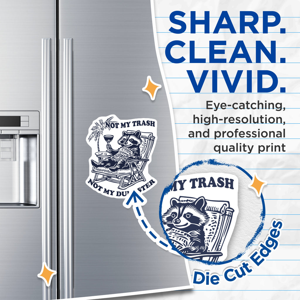 (2 Pack) Raccoon Magnets - Funny Animal Quote Fridge Accessory - Chill Trash Panda - Sarcastic Humor Decor - 5 Inches On Longest Side - Thick Durable Magnet - Made in USA - MAG38501
