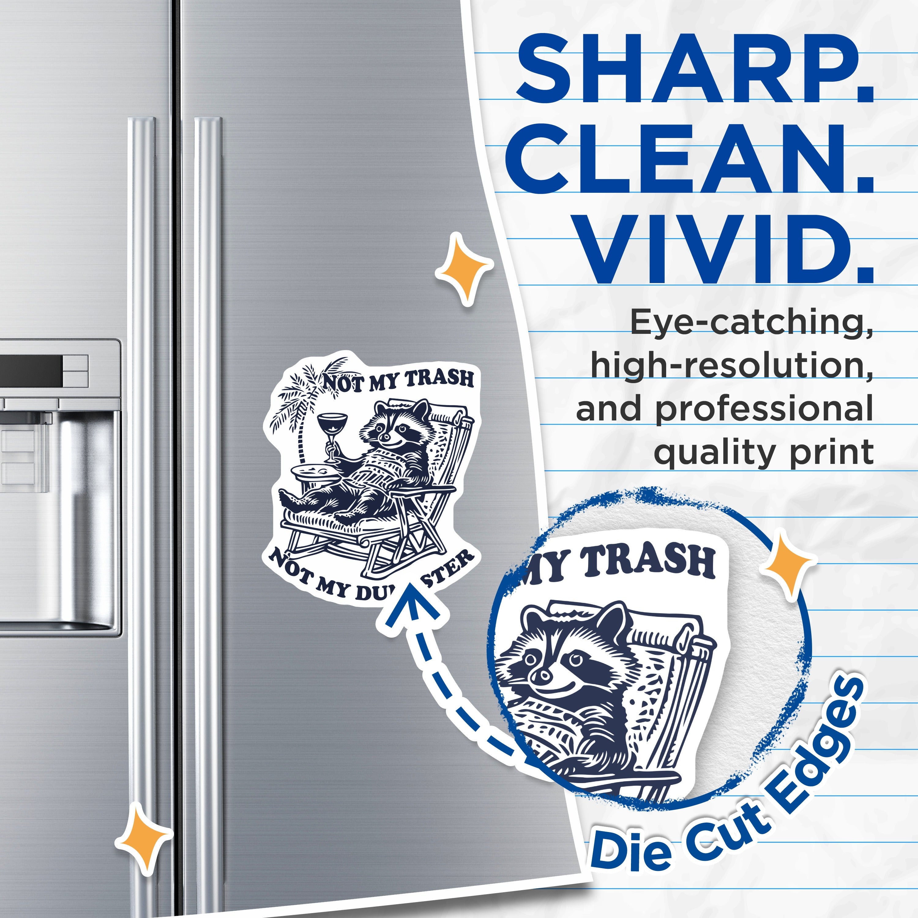 (2 Pack) Raccoon Magnets - Funny Animal Quote Fridge Accessory - Chill Trash Panda - Sarcastic Humor Decor - 5 Inches On Longest Side - Thick Durable Magnet - Made in USA - MAG38501