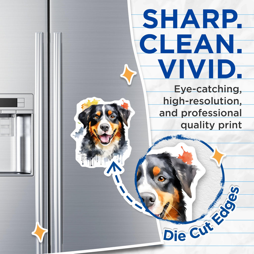 (2 Pack) Bernese Mountain Dog Magnets - Watercolor Dog Art - Pet Lover Home Decor - 5 Inches On Longest Side - Thick Durable Magnet - Made in USA - MAG24613